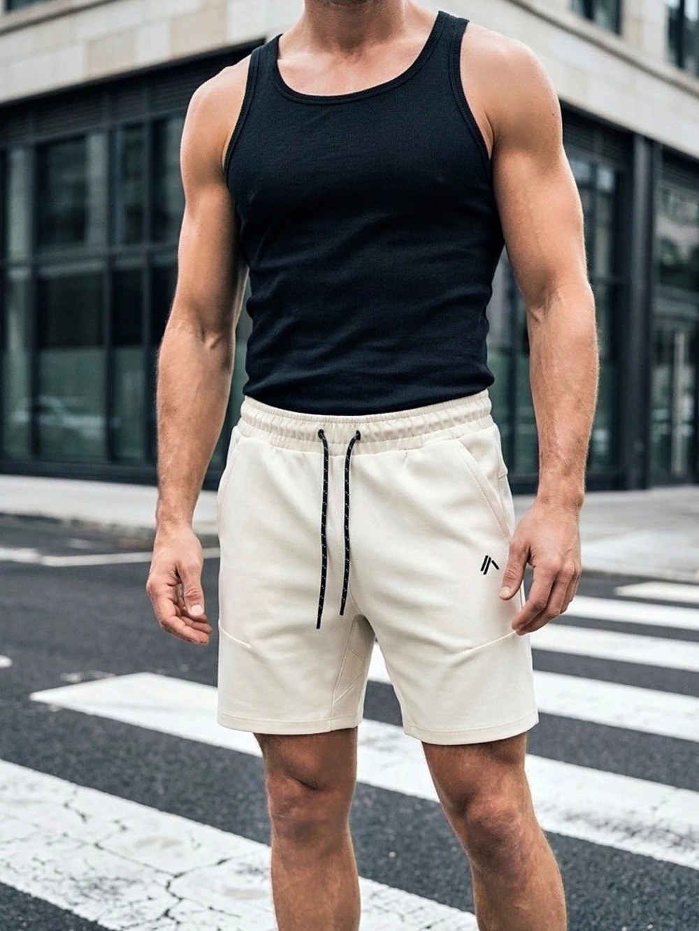 Alphalete Athletics Men’s LDB More Elements Tech Sweat Shorts - White